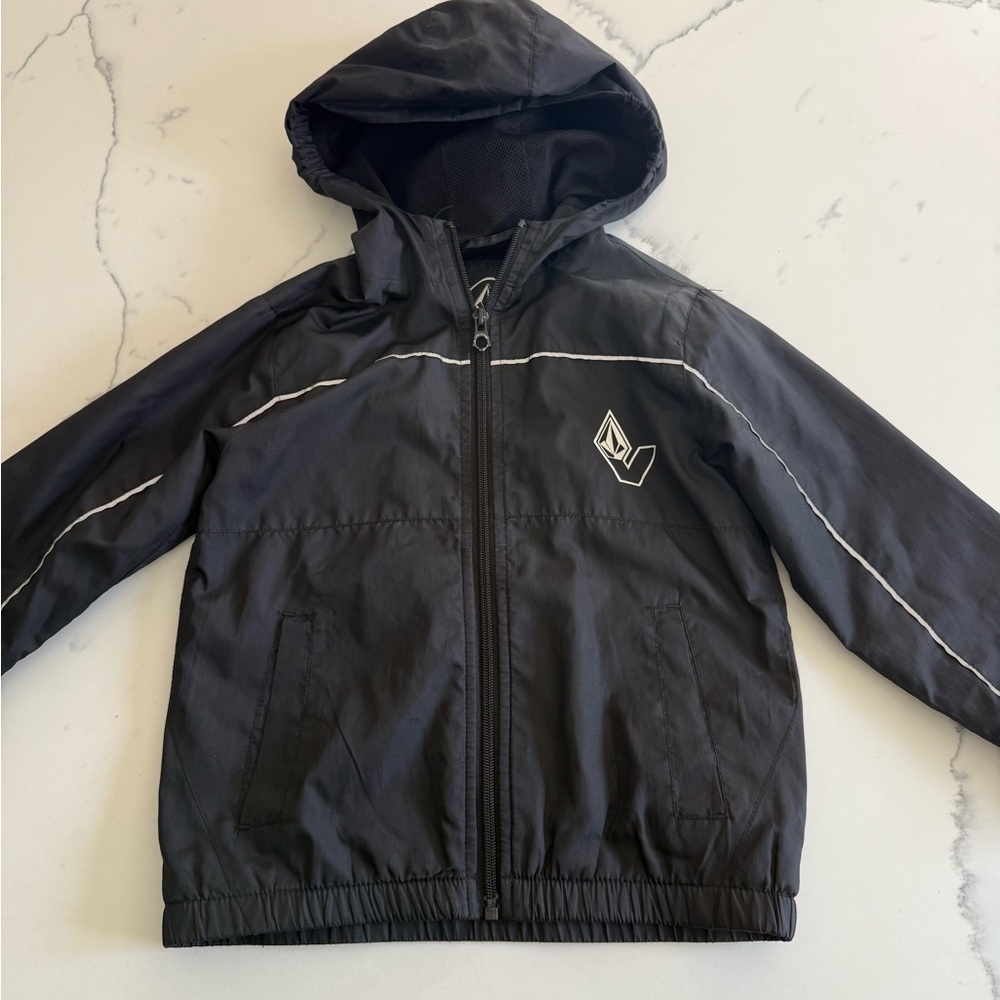 Volcom Black Hooded Jacket Raincoat Windbreaker Size M